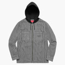 Supreme Hooded Stripe Denim Zip Up Shirt Black