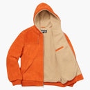 Giacca da lavoro in pelle scamosciata suprema con cappuccio arancione