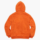 Giacca da lavoro in pelle scamosciata suprema con cappuccio arancione