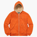 Giacca da lavoro in pelle scamosciata suprema con cappuccio arancione