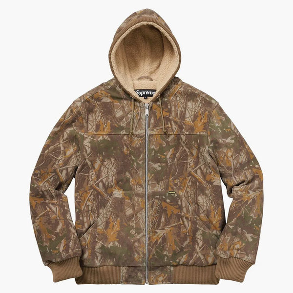 Suprem cu glugă din piele de căprioară sacou de lucru camo
