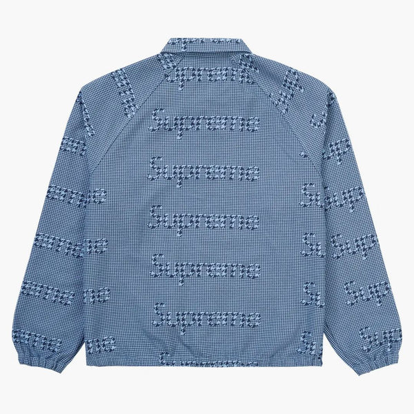 Supreme Houndstooth Logos Snap Front Jacket Blue