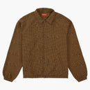Supreme Houndstooth Logos Snap Front Jacket Brown