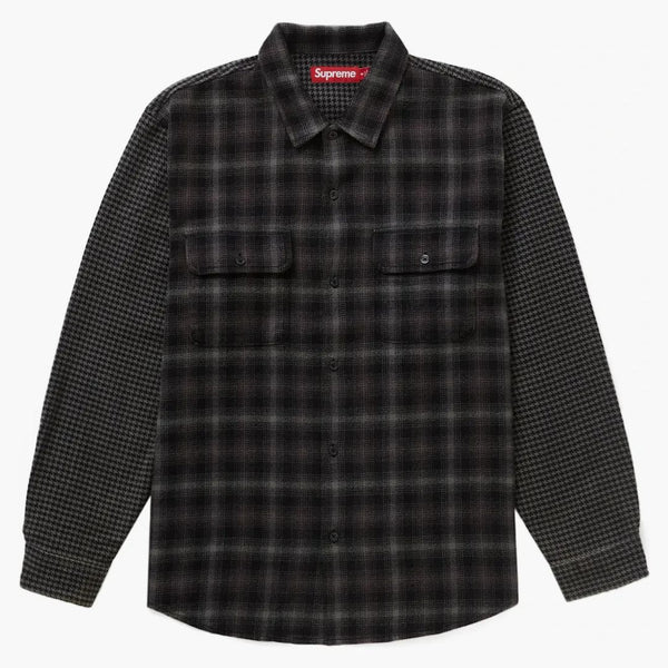 Supreme Houndstooth Plaid Flannel Shirt Black