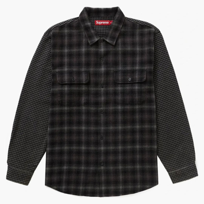Supreme Houndstooth Plaid Flannel Shirt Black