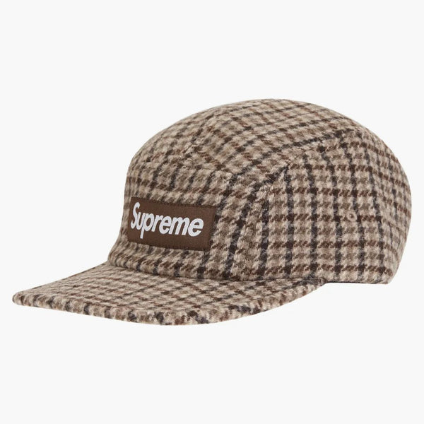 Supreme Houndstooth Wool Camp Cap Tan