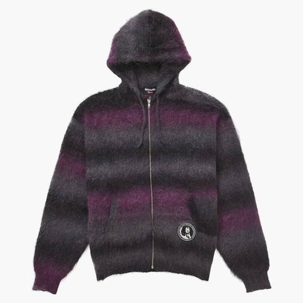 Glamour isterico supremo Mohair Zip Up Black con cappuccio