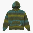 Nejvyšší hysterické kouzlo Mohair Zip Up Hooded Svetr Olive