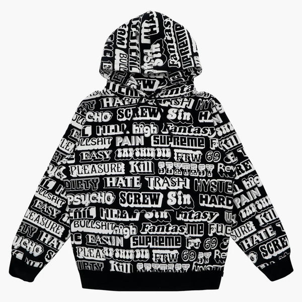Supreme Hysteric Glamour Text Hoodie Black