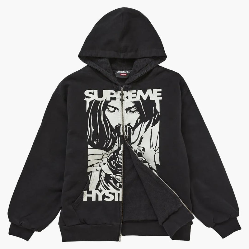 Supreme Hysteric Glamour Thermal Lined Zip Up Hooded Sweatshirt Black