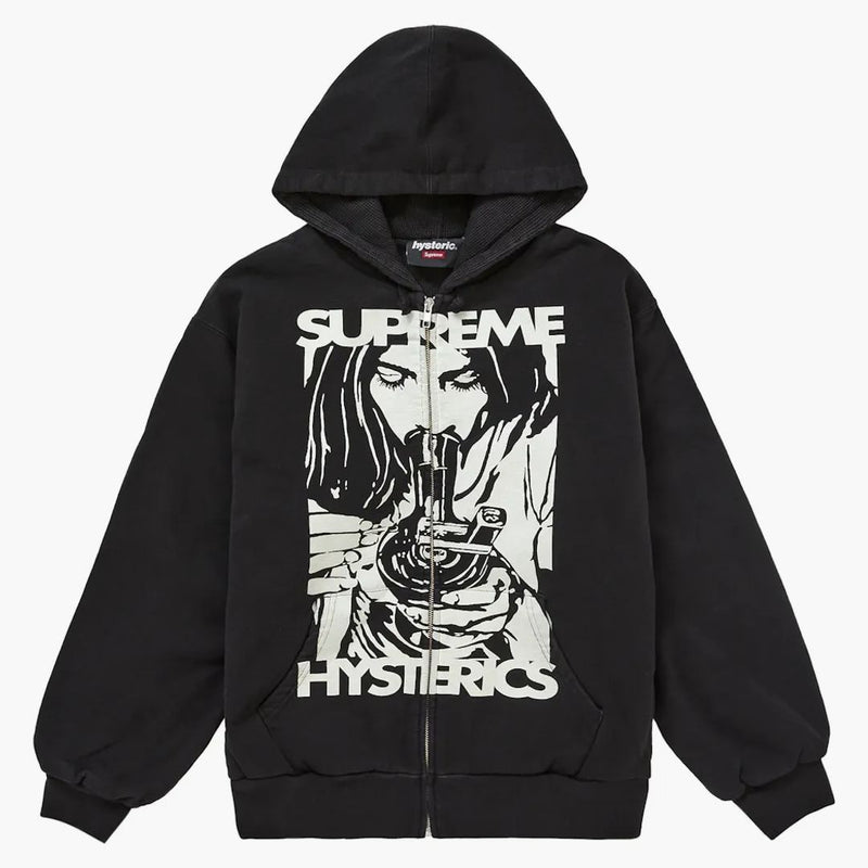 Supreme Hysteric Glamour Thermal Lined Zip Up Hooded Sweatshirt Black