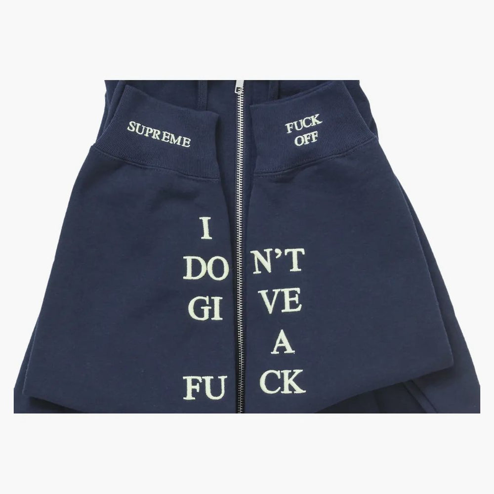 Supreme IDGAF Zip Up Hooded NAVY