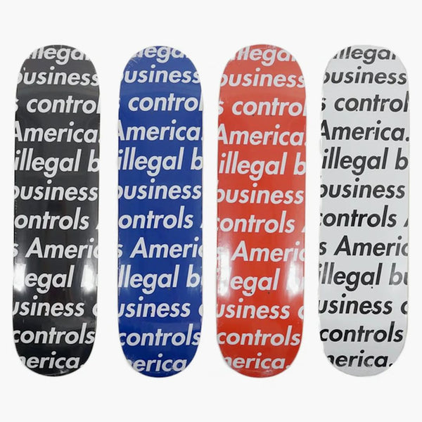 Supreme Illegal Business Skateboard Deck Black/blue/red/white Set