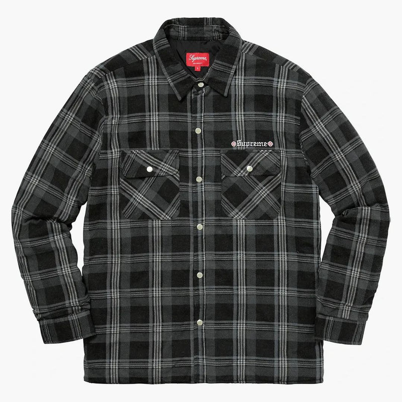 Supreme Independent Quilted Flannel Shirt Black