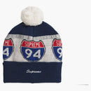 Supreme Interstate Reflective Beanie Dark Blue