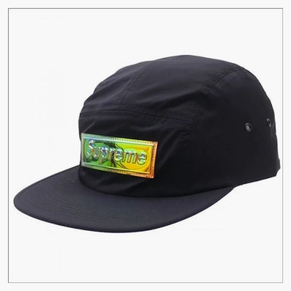 Supreme Iridescent Logo Camp Cap Black