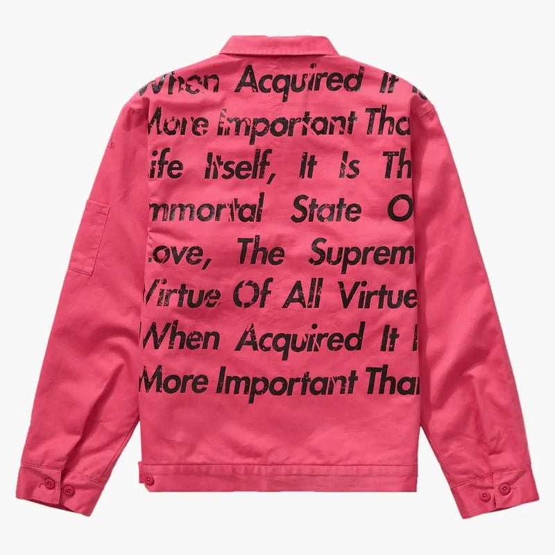 Supreme Junya Watanabe Cdg Man Printed Work Jacket Bright Pink
