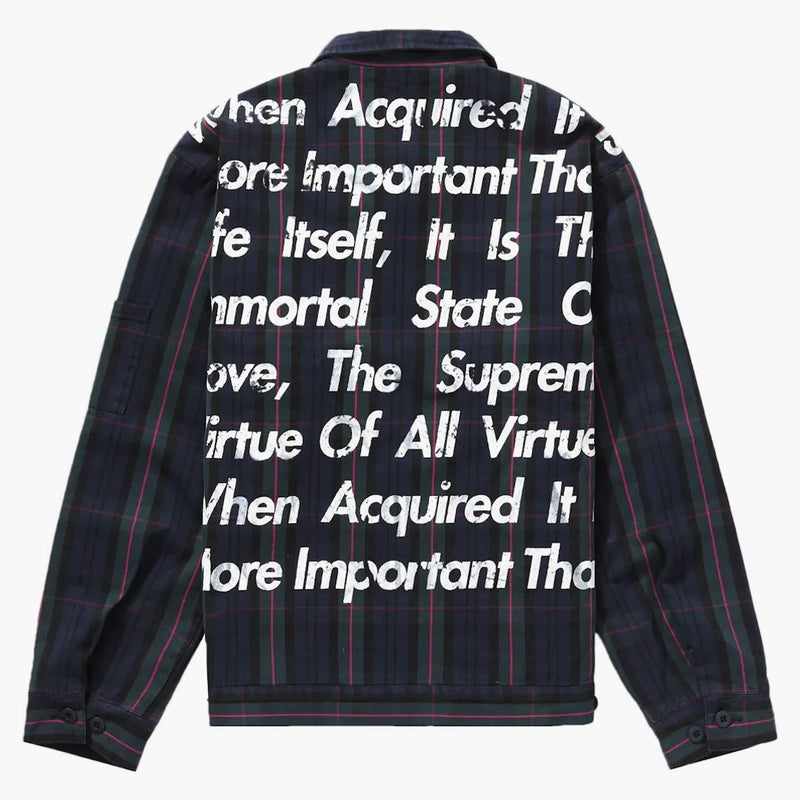 Supreme Junya Watanabe CDG Man Stamponed Work Jacket Navy Plaid