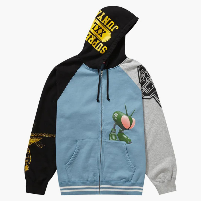 Nejvyšší junya Watanabe CDG Man Zip Up Hooded Mikina Mikina zaprášená modrá