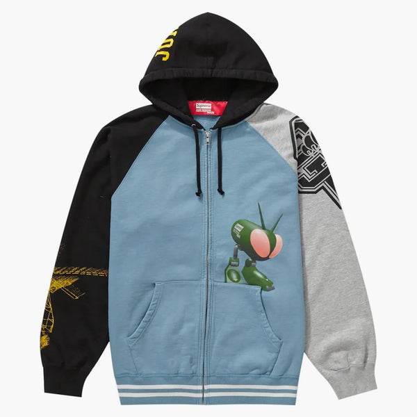Nejvyšší junya Watanabe CDG Man Zip Up Hooded Mikina Mikina zaprášená modrá