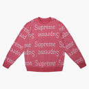 Supreme Jacquard Logo Crewneck Dark Pink