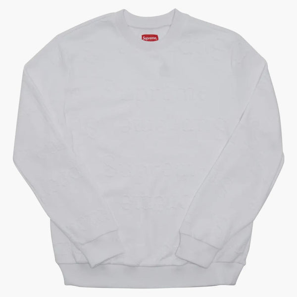 Supreme Jacquard Logo Crewneck White