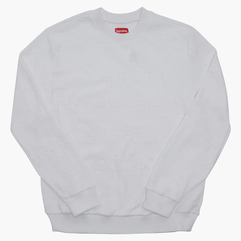 Supreme Jacquard Logo Crewneck White