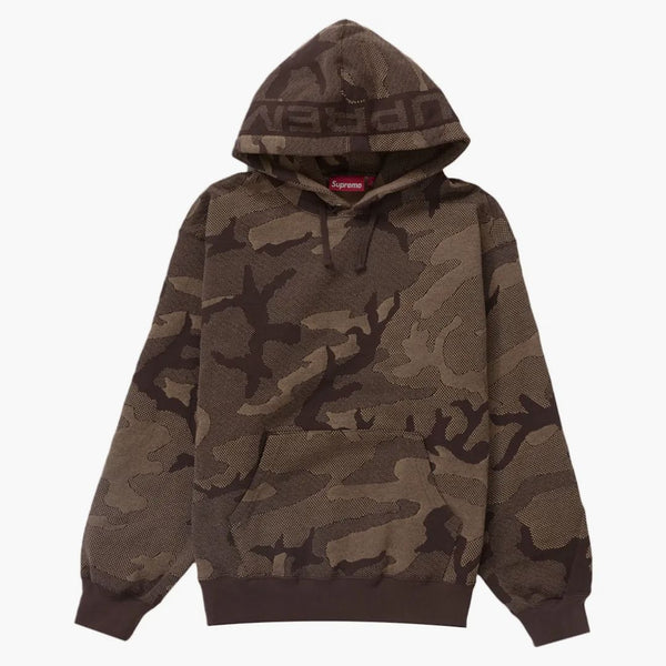 Supreme Jacquard Stripe Hooded Sweatshirt Brown Camo