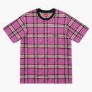 Supreme Jacquard Tartan Plaid Pocket Tee Pink