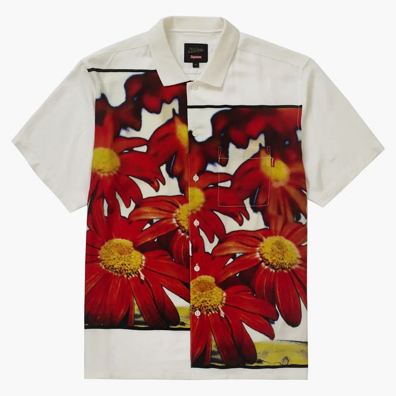 Nejvyšší Jean Paul Gaultier Flower Power Rayon Shirt White