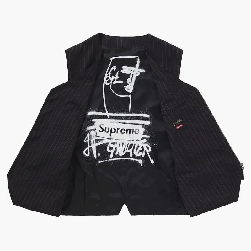 Nejvyšší Jean Paul Gaultier Pinstripe Cargo Suit Vest Black
