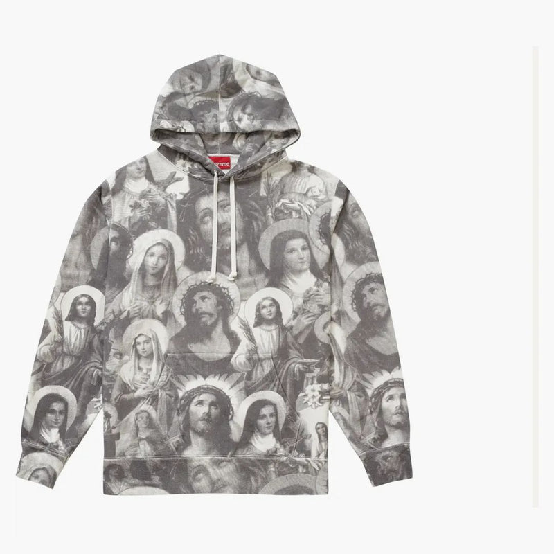 Suprema Jesús y María sudadera con capucha gris oscuro