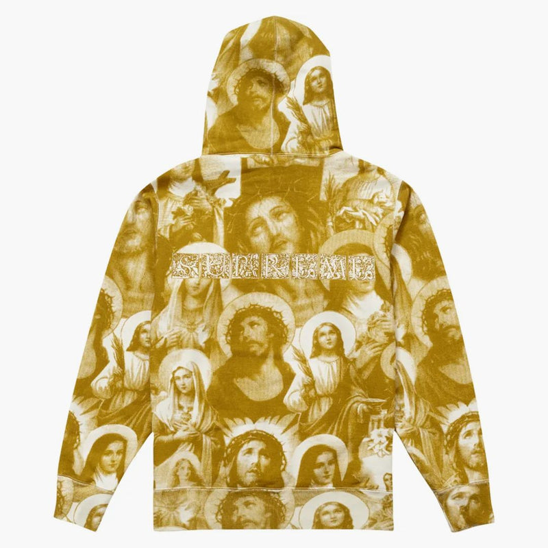 Supreme Jesus and Mary Hooded Sweatshirt Gold