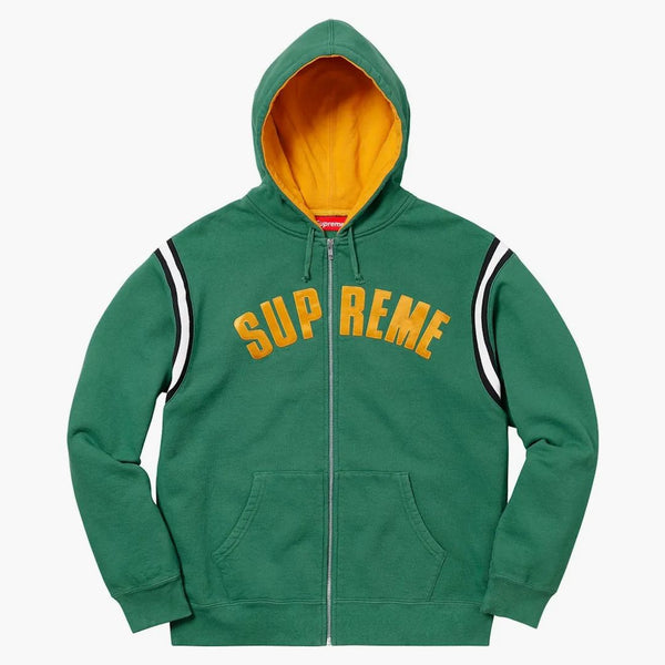 Supreme Jet Sleeve Zip Up Hooded Sweatshirt Light Pine