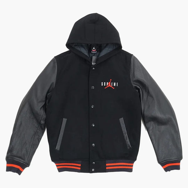 Supreme Jordan Hooded Varsity Jacket Black