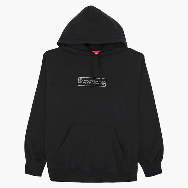Supreme Kaws Chalk Logo Hooded Sweatshirt svart