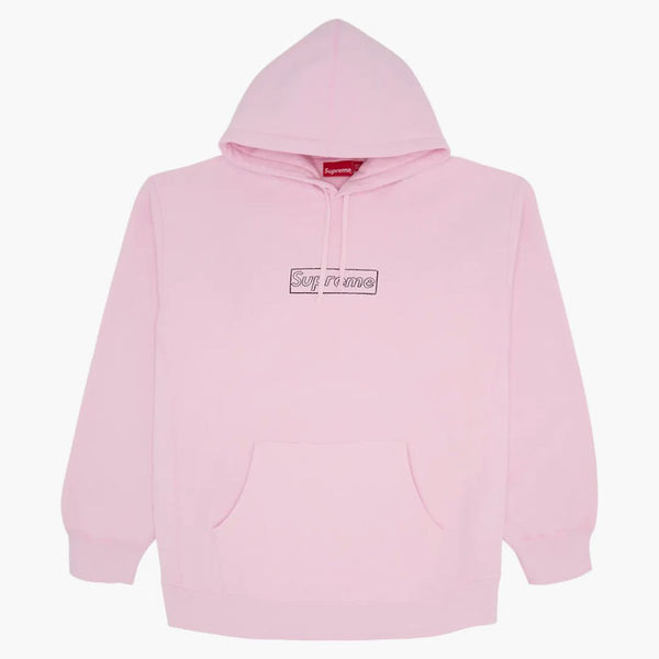 Supreme Kaws Chalk Logo Hooded Sweatshirt Light Pink