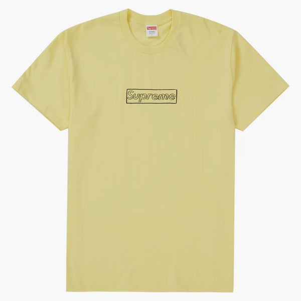 Supreme Kaws Chalk Logo Tee Pale Yellow