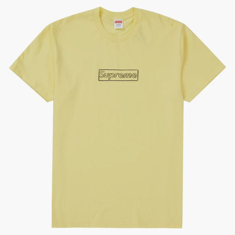 Supreme Kaws Chalk Logo Tee Pale Yellow
