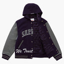 Supreme King Hooded Varsity Jacket Purple