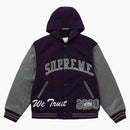 Supreme King Hooded Varsity Jacket Purple