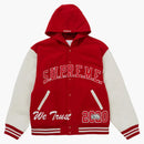 Supreme King Hooded Varsity Jacket Red