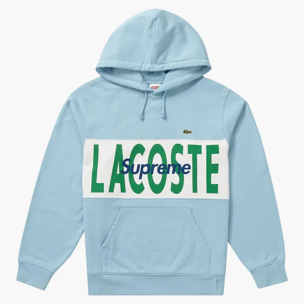 Supreme Lacoste Logo Panel Hooded Sweatshirt Light Blue