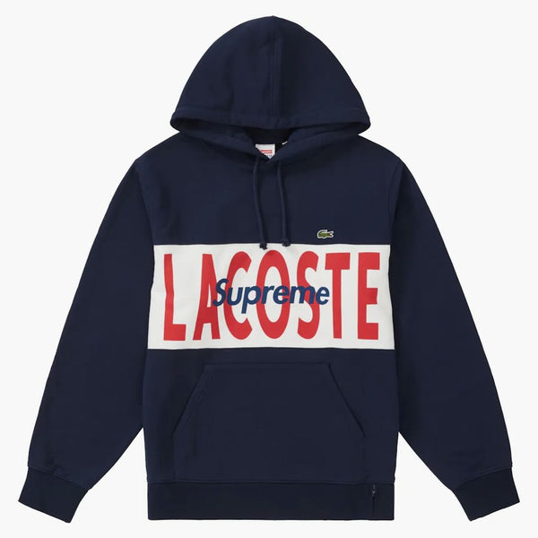 Supreme Lacoste Logo Panel Hooded Sweatshirt Navy