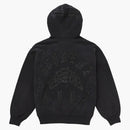 Supreme Leather Applique Zip Up Hooded Sweatshirt Black
