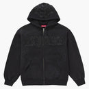 Supreme Leather Applique Zip Up Hooded Sweatshirt Black