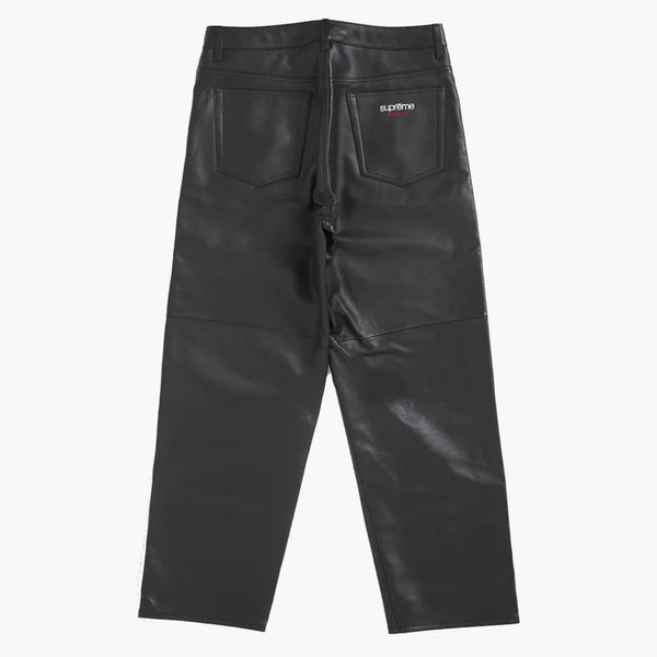 Läder baggy 5-fickan jean svart