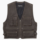 Supreme Leather Cargo Vest Brown