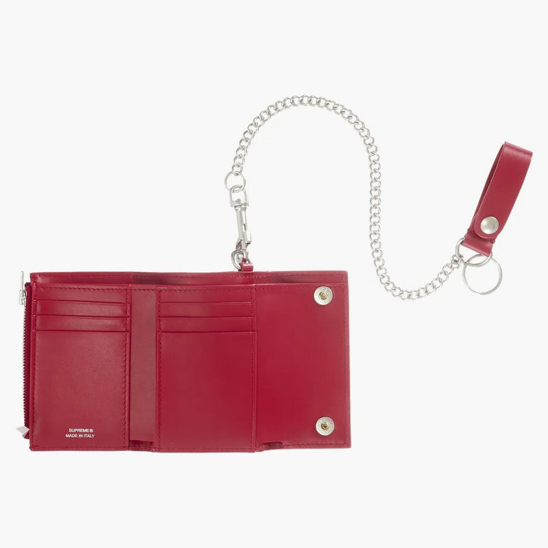 Supreme Leather Chain Wallet (fw25) Red