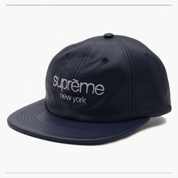 Supreme Leather Classic Logo 6 panel granatowy